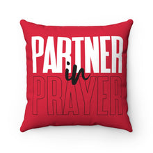 Load image into Gallery viewer, 'Partner in Prayer' Square Pillow - Red