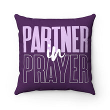 Load image into Gallery viewer, 'Partner in Prayer' Square Pillow - Purple