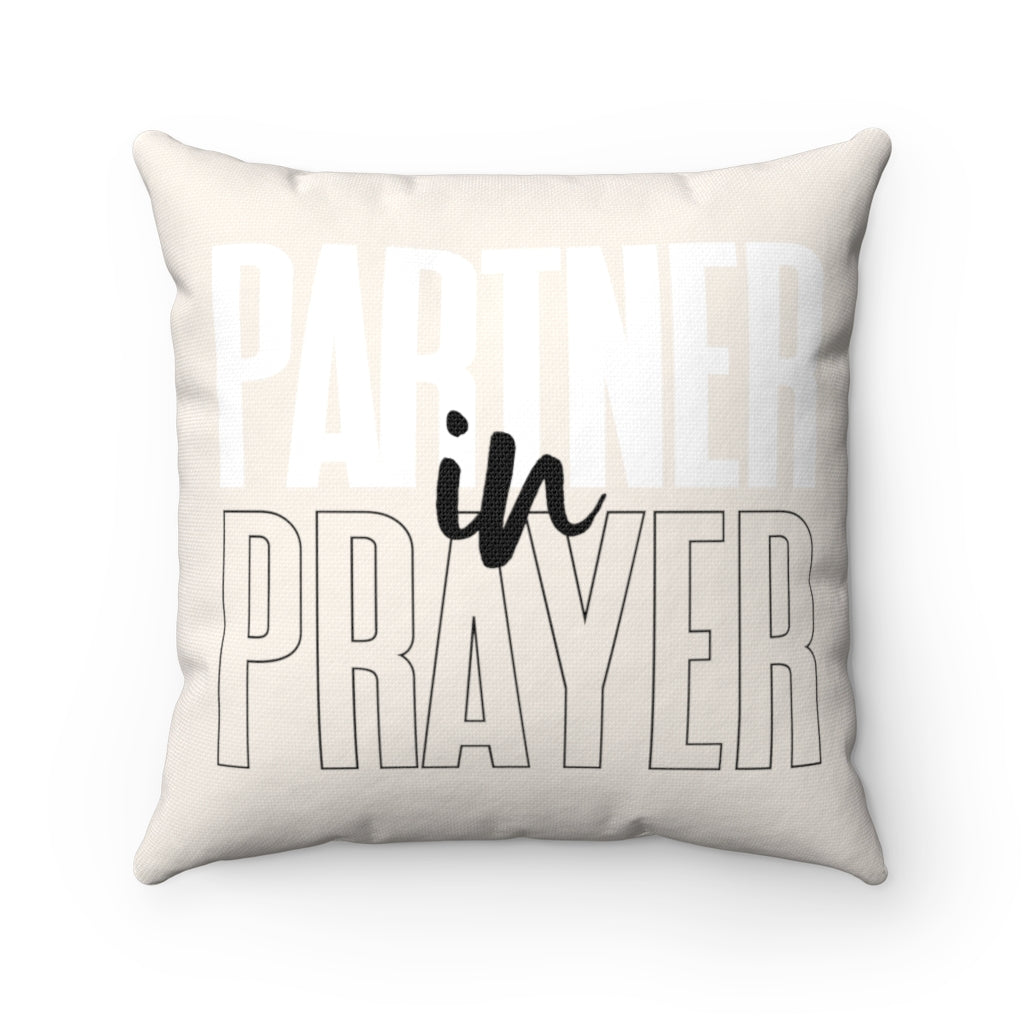 'Partner in Prayer' Square Pillow - Cream