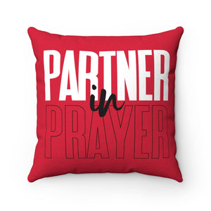 'Partner in Prayer' Square Pillow - Red
