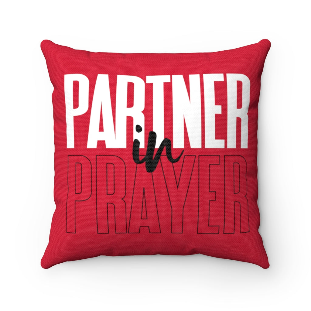 'Partner in Prayer' Square Pillow - Red