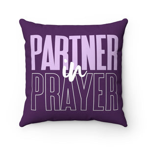 'Partner in Prayer' Square Pillow - Purple